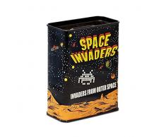 Unbekannt Space Invaders 6820992001 Hucha, Juego Retro, Metal, 9Â x 4,5Â x 11,5Â cm, Color Negro