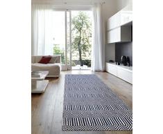 benuta Alfombra de Pasillo Sloan, Lana, algodón, Azul, 80 x 300.0 X 2 CM