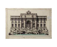 DRW Cuadro Lienzo Rectangular de Madera con La Fontana de Trevi y