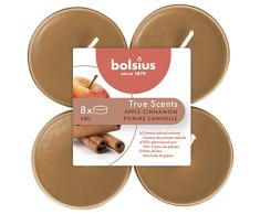 Bolsius True Scents Tealights Perfumados - Fragancia manzana y canela - Juego de 8 piezas - Color caramelo - Larga duraciÃ³n de 8 horas - Extractos naturales - Vela decorativa - Cera - Sin humo