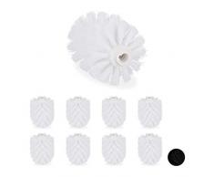 Relaxdays Set de 9 Cepillos de Recambio Escobilla WC, BaÃ±o, Cabezal Repuesto, PlÃ¡stico, 12 mm de Rosca, â 7 cm, Blanco