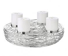 EDZARD Corona de Adviento Laval, Acero Inoxidable niquelado, diámetro 40 cm, para Velas de Columna de 8 cm de diámetro