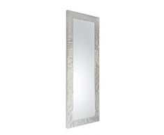 MO.WA Espejo con Marco de Madera Moderno Plata cm. 50x145 - Espejos con Marco Plateado - Made in Italy - Espejo Colgante vestidor - Espejo recibidor, Pasillo, habitacion