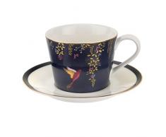Sara Miller para Portmeirion Chelsea Taza y platillo, cerÃ¡mica, Azul Marino, 230 x 185 x 95 cm
