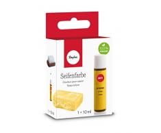 Jabón Rayher Hobby 34246160, 10 ml, inodoro, 100 % vegano, sin componentes tóxicos y biodegradable, en cajas de plástico reutilizables con tapa de rosca, color limón