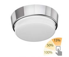 ledscom.de GX53 portalámpara INEL crómico Brillante Redondo 90mm à Incluido LED Bombilla 6W=38W 420lm Blanca cálida 3-Stufen oscurecimiento sin regulador de Intensidad con Lichtschalter