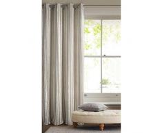Eurofirany - Cortina de Terciopelo con ojetes metálicos (140 x 250 cm), diseño de Rayas, Color Beige Claro Oscurecimiento Tejido Grueso Suave Opaco Moderno salón Glamour Dormitorio