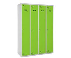 SimonRack SIMONLOCKER Prof. Mon. Single 4/4 300 (1200) GR/VE Taquilla Metalica, Gris/Verde, Grande