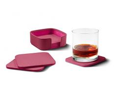 Lucrin - Posavasos lisos cuadrados, fabricados en piel, 6 unidades, Fucsia