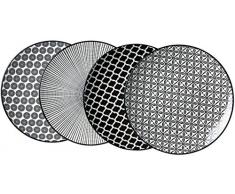 Ritzenhoff & Breker Plato de postre, porcelana, color blanco y negro, 22Â x 22Â x 2Â cm, 4 piezas
