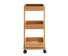 WENKO EstanterÃ­a Â«TortonaÂ», estante rodante con 3 repisas, armario de baÃ±o de bambÃº, carrito de baÃ±o, carro con ruedas para el baÃ±o, 18 x 71,5 x 31 cm, natural