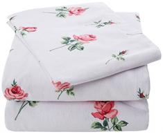 Rapport Rosebud 100% algodón cepillado juego de sábanas, solo, color rosa