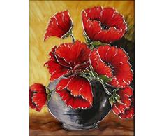 YH-Arts Poppy Bowl Azulejos de cerámica, Multicolor, 28 x 35,5 cm
