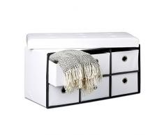 Relaxdays – Banco de almacenaje Rectángulo Plegable con 6 Compartimentos extraíbles Taburete almacenaje Otomano con Asiento puf simili-Cuir baúl pliable38 X 76 X 38 cm, Color Blanco