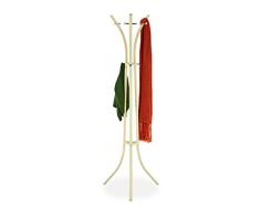 Relaxdays Perchero de pie (Metal, 9 Ganchos, 184 x 61 x 54,5 cm), Color Crema