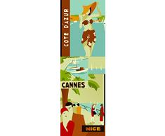 Plage Recuerdos De Vacaciones Vintage Vinilo Adhesivo para la Cocina, Vinilo, Multicolor, 60x180 cm
