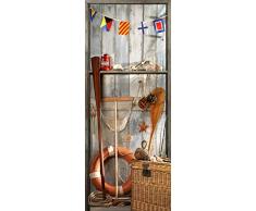 Plage Guernesey-Armario De Pesca Trampantojo de Puerta, Vinilo, Multicolor, 83x3x204 cm