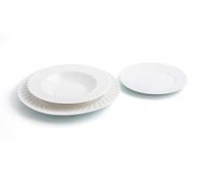 Bidasoa Optical Vajilla de Porcelana Para 6 Personas, Superficie con Relieve, Blanco
