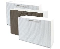 Pack de 3 zapateros color blanco y zapatero en color marron de polipropileno ACABADO RATTAN