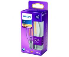 Philips - Bombilla LED Cristal, 60W, E14, Vela Filamento, Filamento, Luz Blanca Cálida, No Regulable