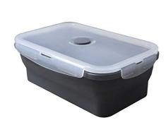Fackelmann Fiambrera Plegable TÃ©rmica para Comida Caliente y FrÃ­a, Silicona con cierres hermÃ©ticos, resistente a 230ÂºC, apto para microondas, frigorÃ­fico y congelador, gris y transparente,1200ml, 1ud.