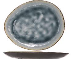 Cosy & Trendy Plato plano ovalado LAGUNA Blue/Gris-19,5 X 16 Cm-Lote de 6