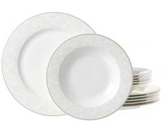 Ritzenhoff & Breker Isabella - Vajilla (12Â Piezas, Fina Porcelana China), Color Blanco con decoraciÃ³n, Porcelana de Ceniza de Hueso, weiÃ mit ornamenten, 31 x 28 x 33 cm