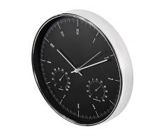Maclean Reloj de Pared con termÃ³metro e higrÃ³metro 12 30cm Color Plateado o Dorado para Casa u Oficina (CE60S - Plateado)