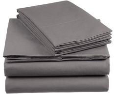 AmazonBasics Everyday - Juego de fundas de edredón nórdico y de almohada (100% algodón) Gris oscuro - 260 x 240 cm y 2 fundas 65 x 65 cm
