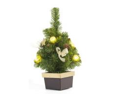Brauns Heitmann 86992 - Ãrbol de Navidad con luces led y adornos dorados (35 cm, 3 pilas AA no incluidas)