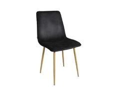 ZONS - Lote de 2 sillas de terciopelo negro con 4 patas de metal efecto madera, color negro