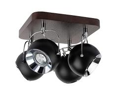 Homemania HOMBR_0121 Aplique de Pared Foco Kyle, Madera Oscura, Metal, Gris, 21 x 26 x 26