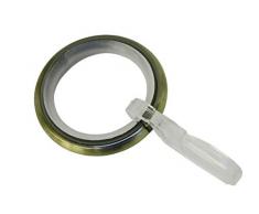 Gardinia Anillas para Cortina (con Inserto Deslizante y Ganchos para Pliegues, Metal para Ã 16 mm, 10 Unidades), Color latÃ³n Envejecido