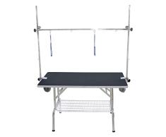 Phoenix Mesa Plegable con Ruedas, Potencia, Doble Bandeja, 10 x 60 x 66 cm, Color Gris