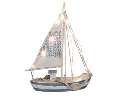 ootb Barco de Vela de Madera con 13 LED Blancas, Multicolor, 21.5 x 28 cm