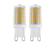 Juego de 2 lámparas LED EGLO G9 con casquillo, 2 bombillas enchufables, 3 V cada una (corresponde a 30 V), 320 lúmenes, luz blanca cálida, 3000k, pasador del foco à 1,6 cm