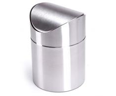 MSV Cubo DE Basura DE Acero Inoxidable para Mesa.12X16.5 CM, Gris Mate, 16.5x12x12 cm