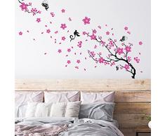 WalplusÂ âÂ Pegatinas de Pared, 150Â x 90Â cm, Cherry Ciruelo Flores y Mariposas extraÃ­ble adhesivo Mural Art Adhesivos Vinilo decoraciÃ³n del hogar bricolaje SalÃ³n Dormitorio DecoraciÃ³n Pared habitaciÃ³n