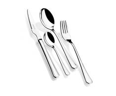 Monix Venecia - Set 75 piezas cubiertos de acero inox 18/10 con cuchillo chuletero y estuche nogal.