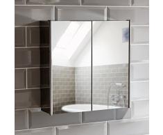 Bath Vida - Armario de baño con Espejo de 2 Puertas de Acero Inoxidable, Color Plateado