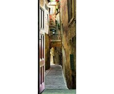 Plage Calle del Pueblo Trampantojo de Puerta, Vinilo, Multicolor, 83x3x204 cm