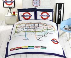 Underground Homespace Direct de Londres Metro Tubo Funda de edredÃ³n y Fundas de Almohada Juego de CamaÂ âÂ King, Color Blanco