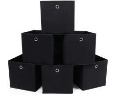 SONGMICS Juego de 6 Cajas de Almacenamiento, Cubos de Almacenamiento Plegables de Tela no Tejida, Organizadores de Ropa y Juguete, Negro RFB02H-3