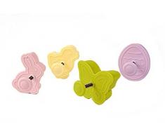 silikomart ACC090 Set de 4 Piezas Mini Cortapastas de plÃ¡stico, Tema Pascua