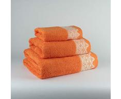 Tu Casa 400 G Juego de Toallas Baño, Algodón 100%, Naranja, 30 x 50cm, 50 x 90cm, 100 x 140 cm