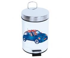 MSV Cubo DE Basura con Pedal 3L Blue XS Mini, Acero Inoxidable, Multicolor, 25.6x16.5x16.5 cm