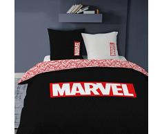 CTI Marvel Home Identity - Juego de Cama (100% algodÃ³n, 3 Unidades, 240 x 220 cm), Color Negro y Rojo