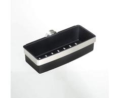 AMARE Cesta de ducha, acero inoxidable, negro/plata, estante de ducha rectangular