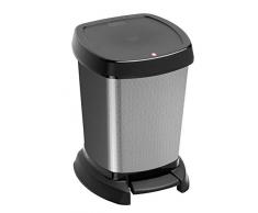 Rotho Paso Cubo de basura 6l para el baÃ±o con tapa, PlÃ¡stico (PP) sin BPA, carbonometÃ¡lico, 6l (23.4 x 21.9 x 29.2 cm)