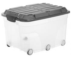 Rotho Roller - Caja de Almacenamiento con 6 Ruedas, plástico, Antracita, Roller 6 (57 L)
